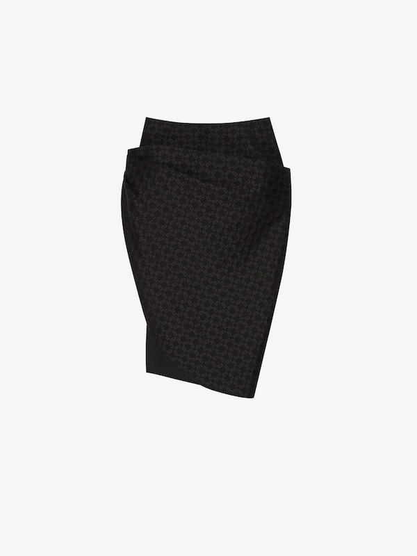 Givenchy Asymmetric Draped Skirt In Monogram 72 Jacquard