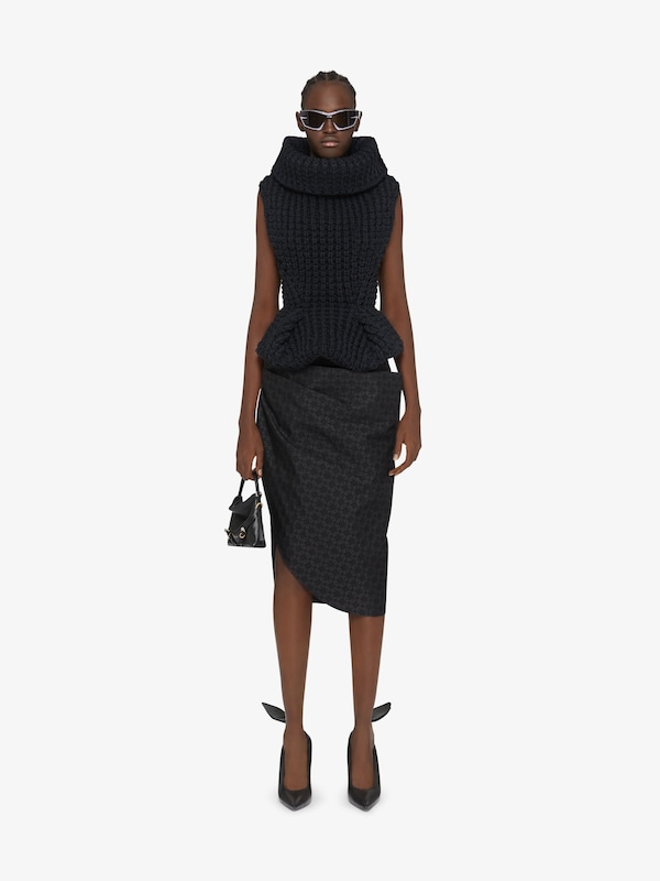 Givenchy Asymmetric draped skirt in monogram 72 jacquard