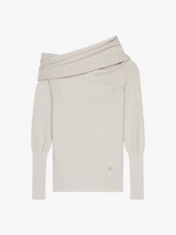 Givenchy Asymmetric Draped Sweater In Wool And Cashmere With 4G Detail