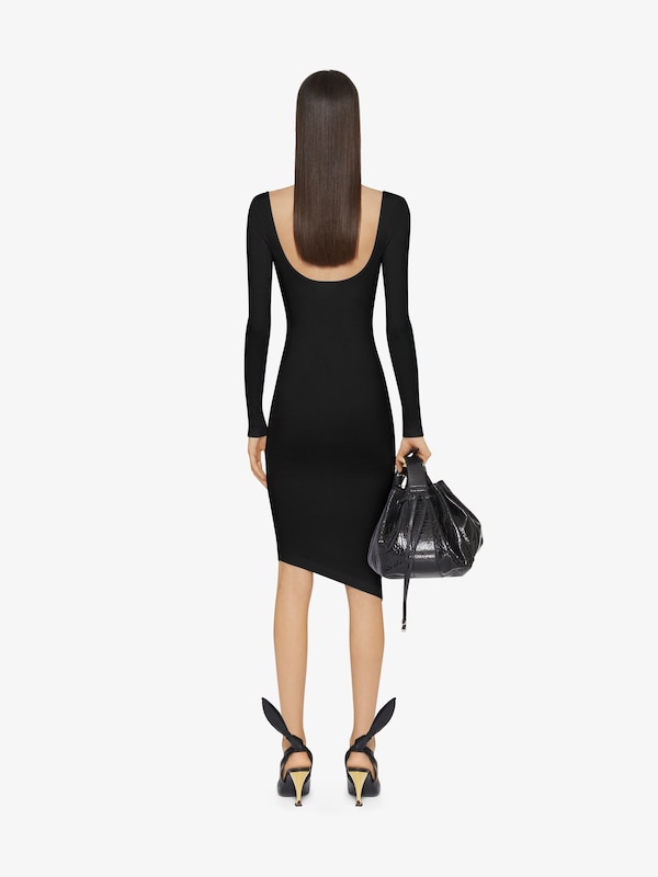Givenchy Asymmetric Dress In Ribbed Cotton With 4G Liquid Detail
