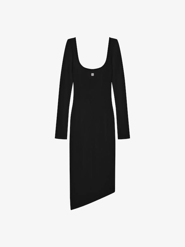 Givenchy Asymmetric Dress In Ribbed Cotton With 4G Liquid Detail