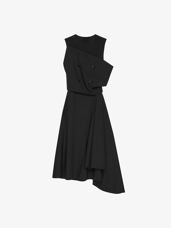 Givenchy Asymmetric Dress In Wool And Mohair With Plaston