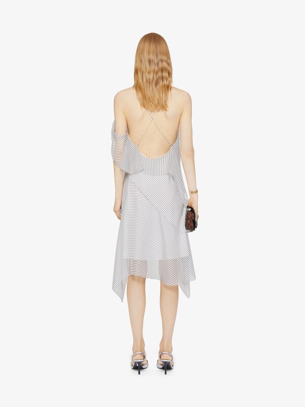 Givenchy Asymmetric Polka Dots Draped Dress In Silk Chiffon
