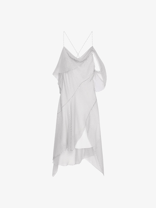 Givenchy Asymmetric Polka Dots Draped Dress In Silk Chiffon