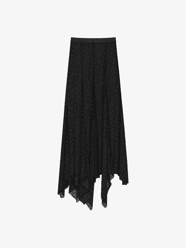 Givenchy Asymmetric skirt in shiny monogram 72 tulle