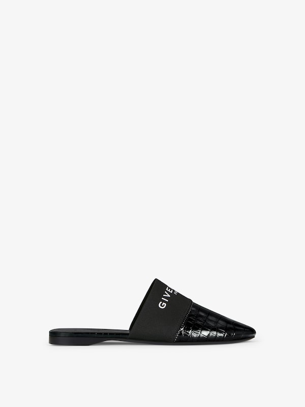 Givenchy Bedford Flat Mules In Crocodile Effect Leather