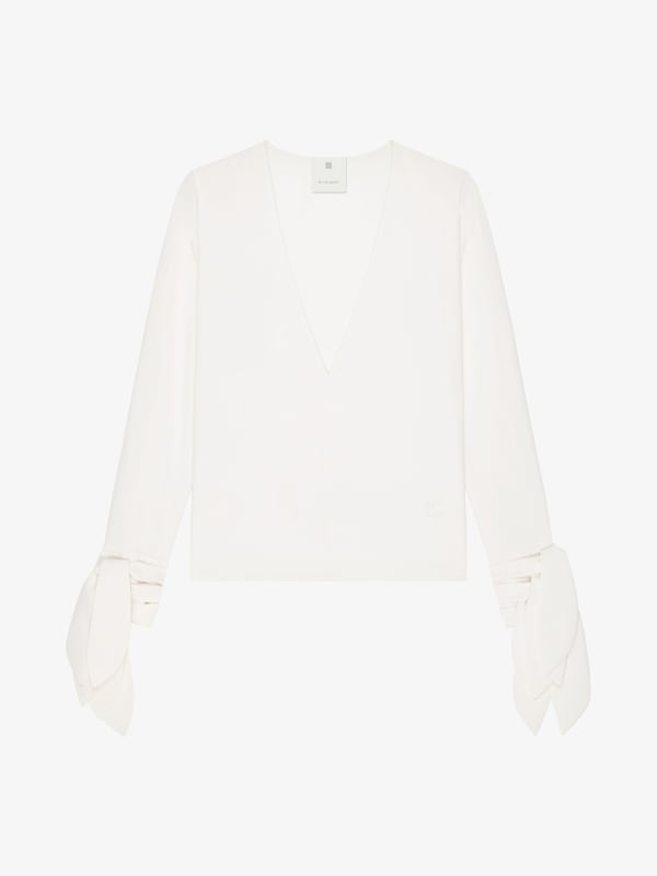 Givenchy Blouse With Bows In Poplin And 4G Embroidery