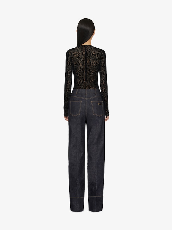 Givenchy Bodysuit In Python Print Tulle With 4G Detail