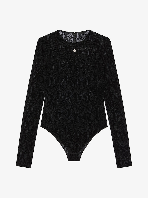 Givenchy Bodysuit In Python Print Tulle With 4G Detail