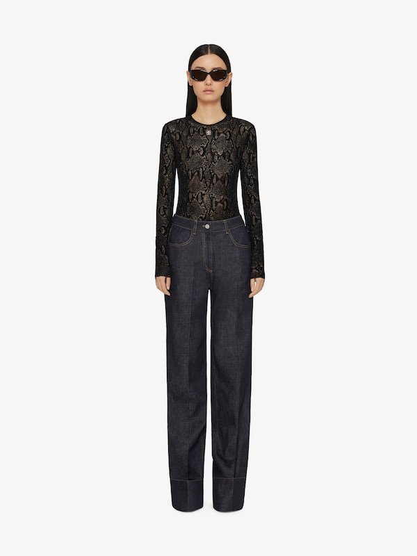 Givenchy Bodysuit in python print tulle with 4G detail