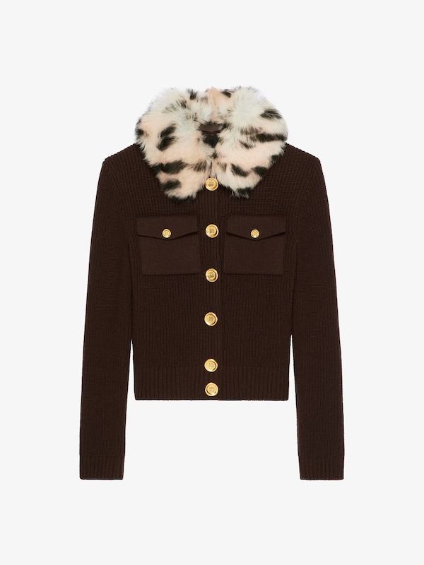 Givenchy Cardigan In Wool And Cashmere With Fur Collar