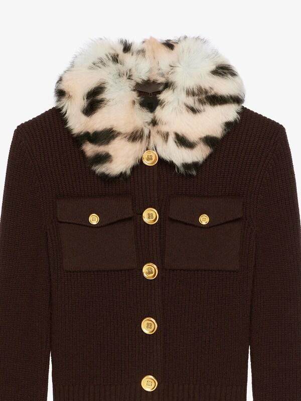 Givenchy Cardigan In Wool And Cashmere With Fur Collar