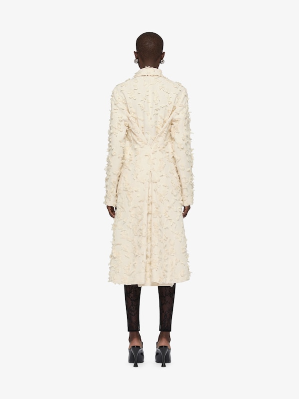 Givenchy Coat In Floral Cut Thread Fabric With Pleated Back