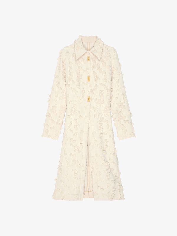 Givenchy Coat In Floral Cut Thread Fabric With Pleated Back
