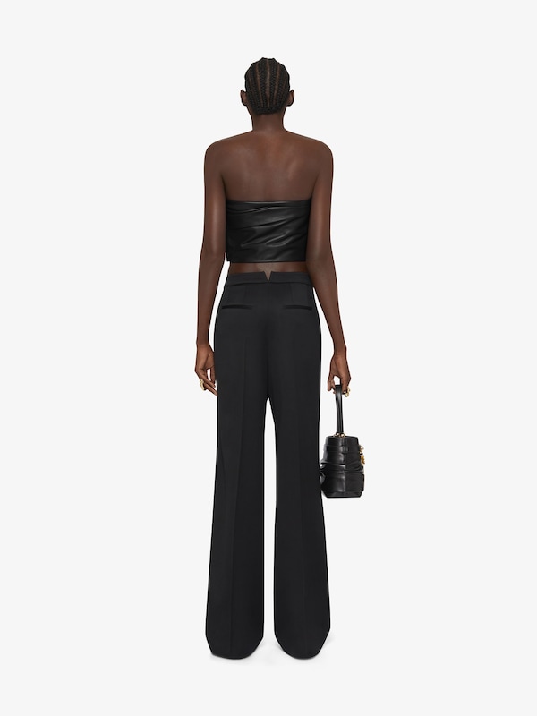 Givenchy Cropped Bustier Top In Leather With Draped Detail