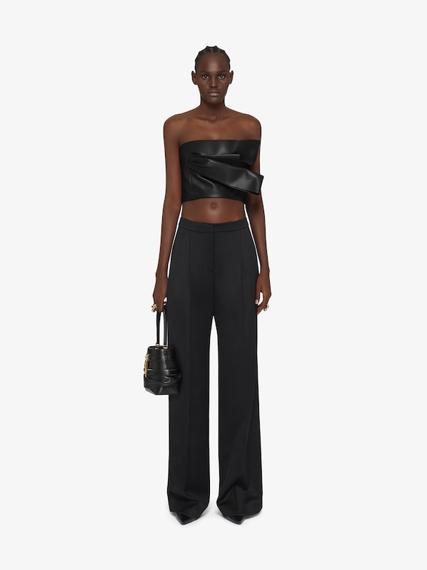 Givenchy Cropped bustier top in leather with draped detail