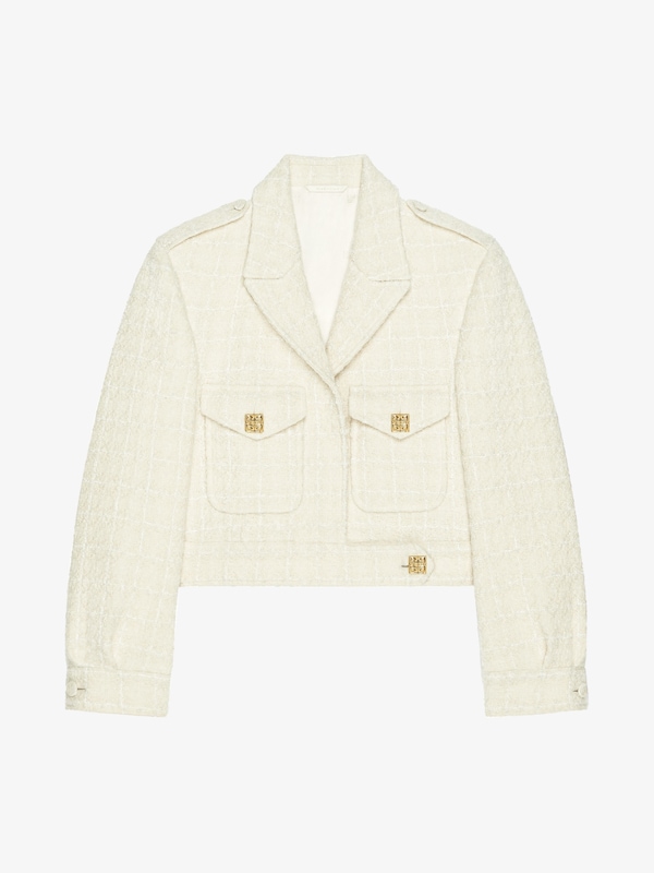 Givenchy Cropped Jacket In Tweed With 4G Liquid Detail