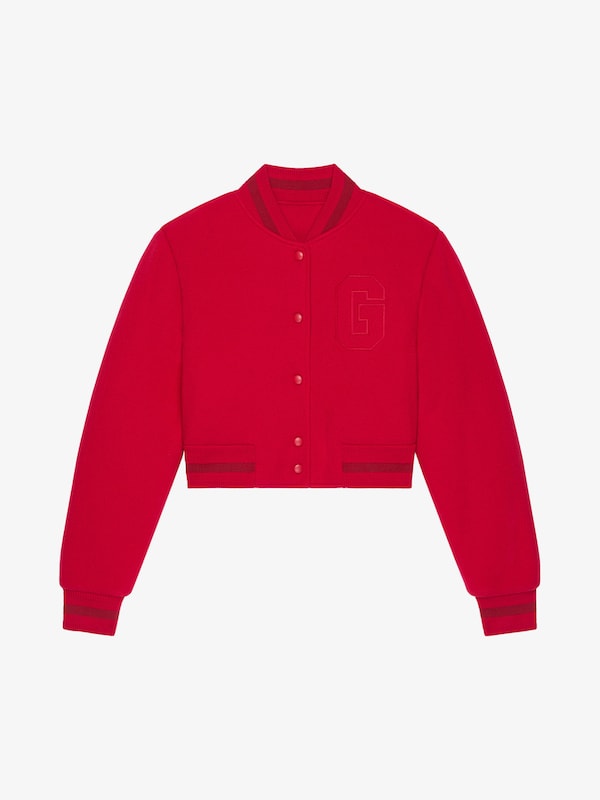 Givenchy Cropped Varsity Jacket In Wool With G Patch