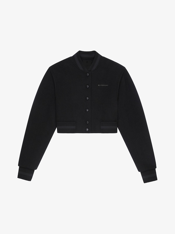 Givenchy Cropped varsity jacket in wool with rhinestones
