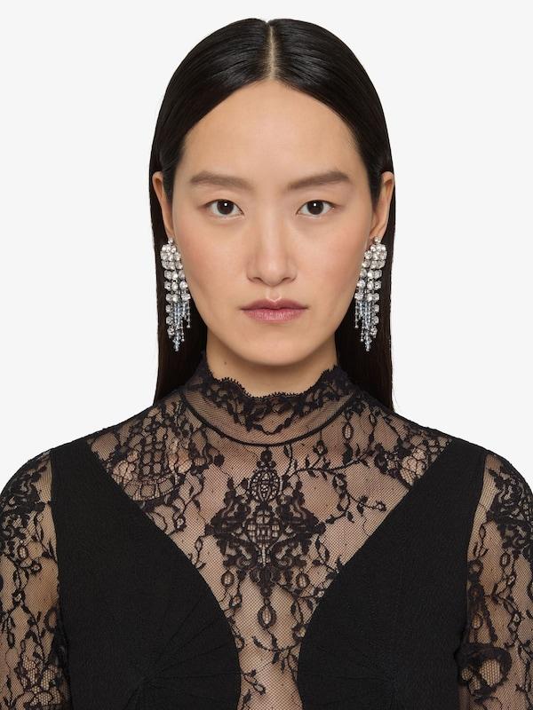 Givenchy Crystal Bow Earrings In Metal With Crystals And Pearls