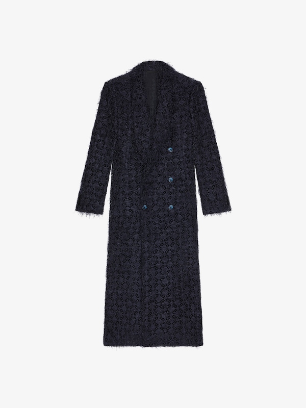 Givenchy Double Breasted Coat In Monogram 72 Fancy Jacquard