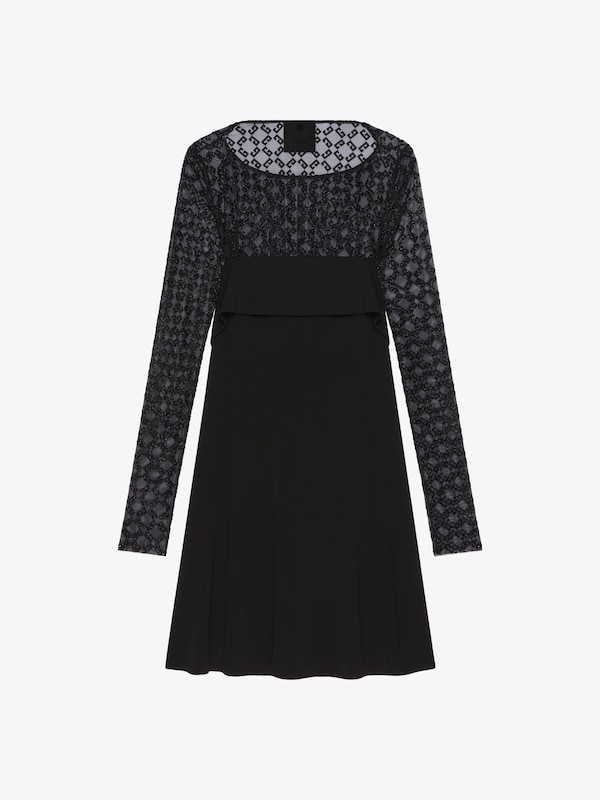 Givenchy Draped Dress In Jersey And Shiny Monogram 72 Tulle