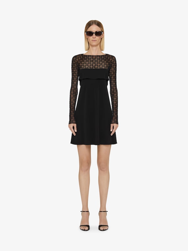 Givenchy Draped dress in jersey and shiny monogram 72 tulle