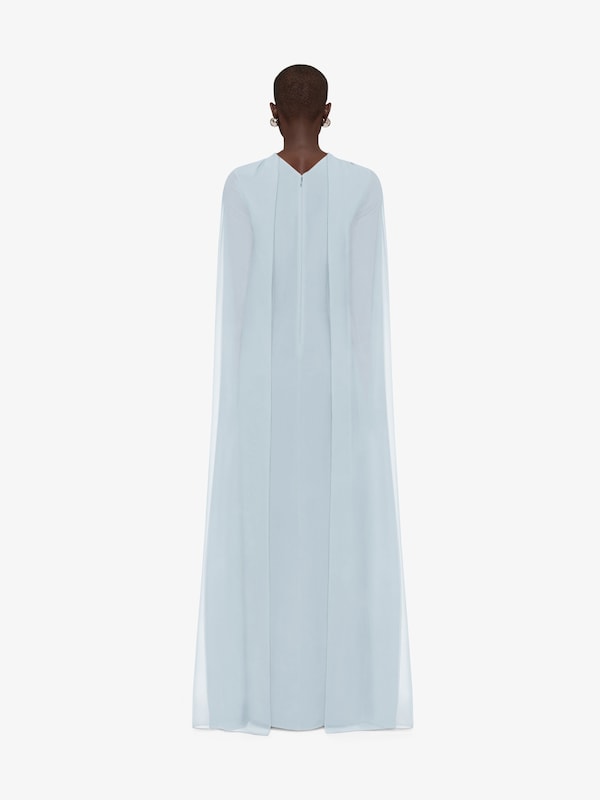 Givenchy Evening Cape Dress In Silk Georgette With Pearls
