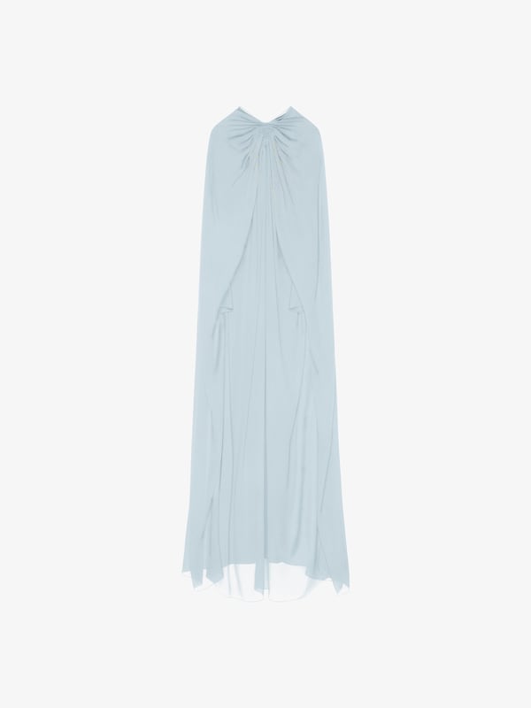 Givenchy Evening Cape Dress In Silk Georgette With Pearls