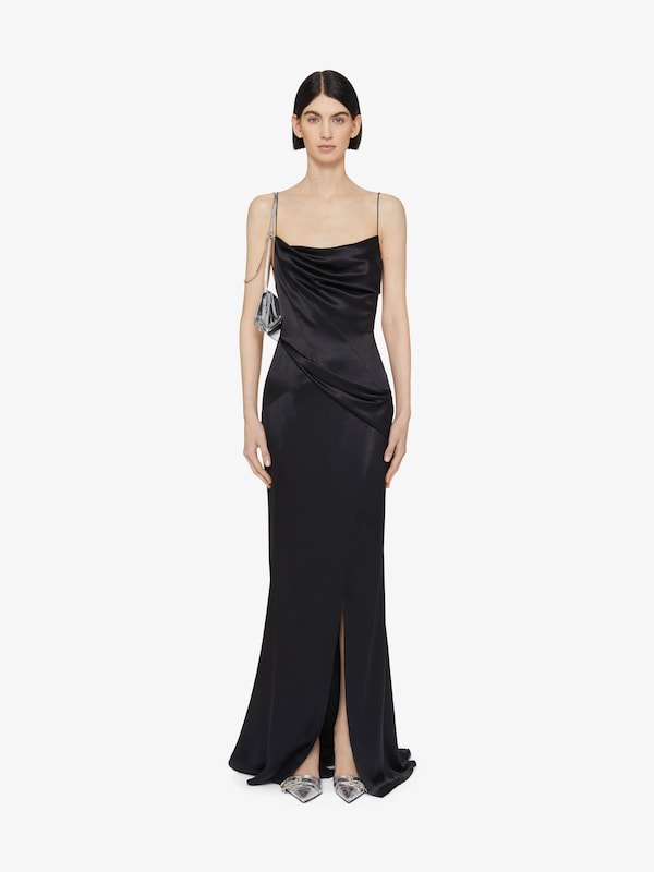 Givenchy Evening Draped Dress In Satin With Crystals