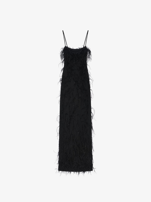 Givenchy Evening Straps Dress With Feathers And Lurex