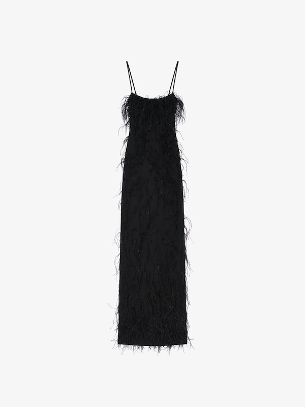 Givenchy Evening straps dress with feathers and lurex