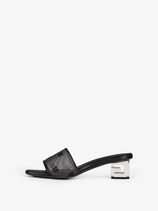 Givenchy G Cube Heeled Mules In 4G Transparent Mesh