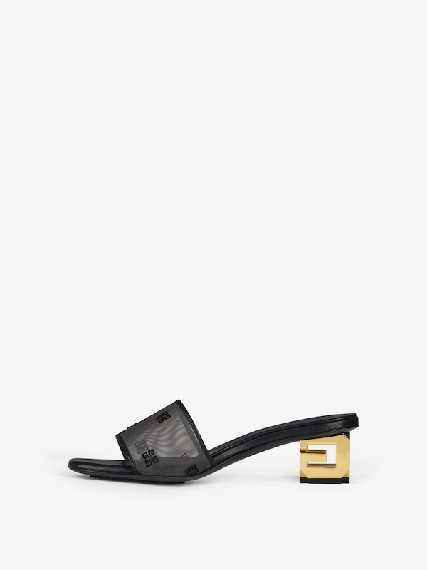 Givenchy G Cube Heeled Mules In 4G Transparent Mesh