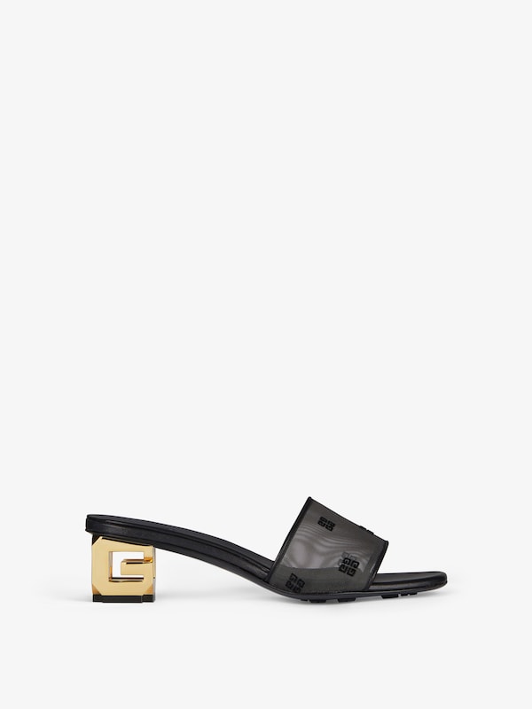 Givenchy G Cube heeled mules in 4G transparent mesh