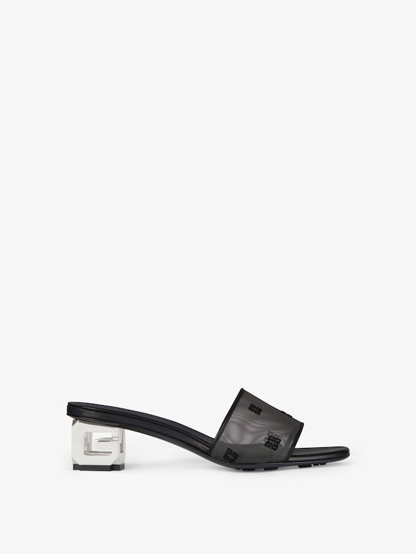 Givenchy G Cube heeled mules in 4G transparent mesh