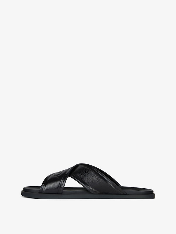 Givenchy G Plage Flat Mules With Crossed Straps In Leather