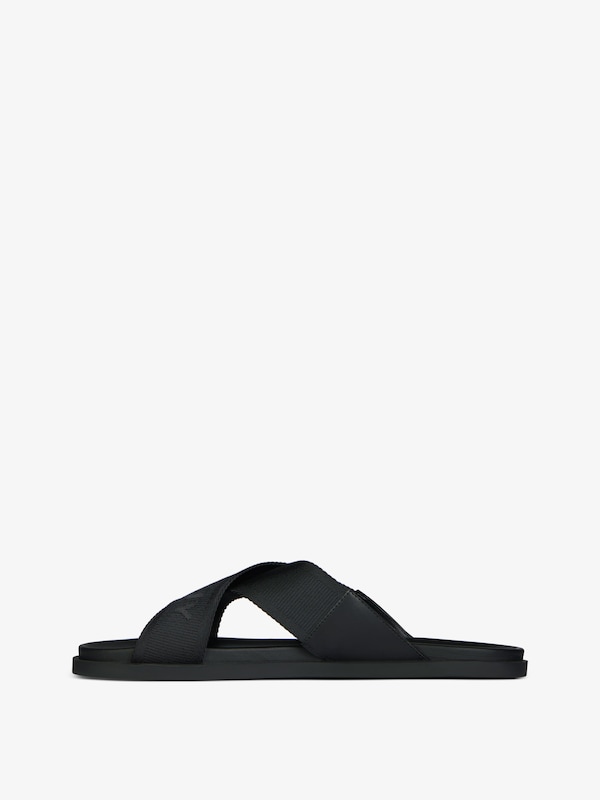 Givenchy G Plage Flat Mules With Crossed Straps In Webbing