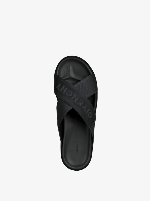 Givenchy G Plage Flat Mules With Crossed Straps In Webbing