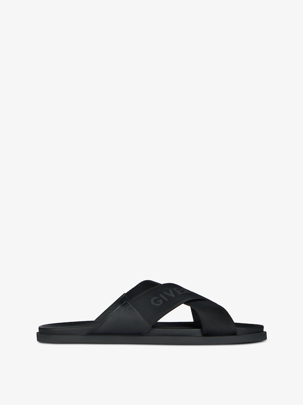 Givenchy G Plage flat mules with crossed straps in webbing