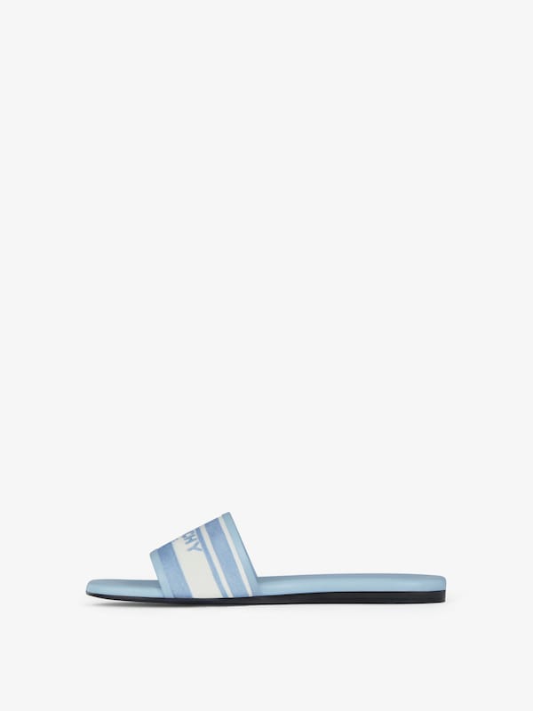 Givenchy 4G Flat Mules In Denim With Stripes