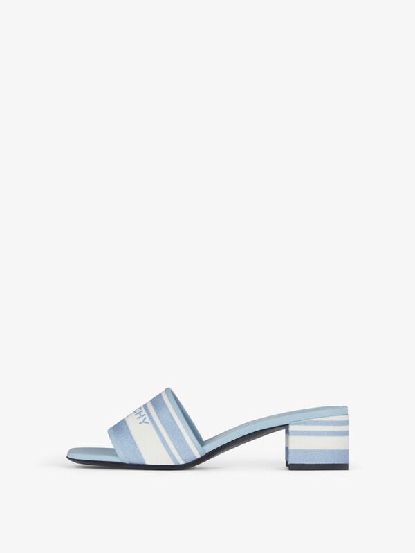 Givenchy 4G Heeled Mules In Denim With Stripes