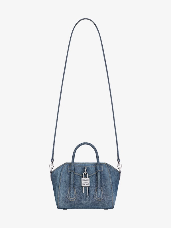 Givenchy Antigona Toy Lock Bag In Washed Denim
