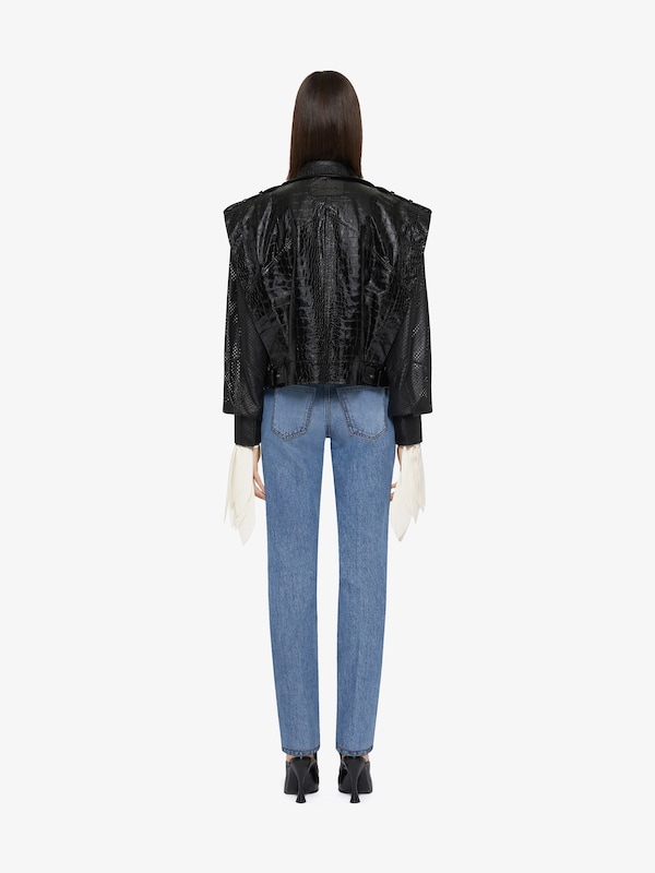 Givenchy Bi-material Biker Jacket In Leather