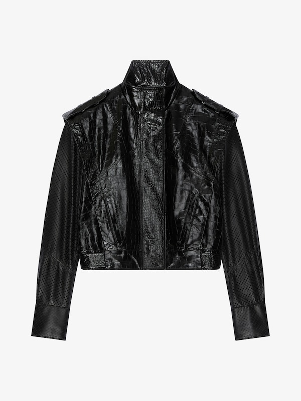 Givenchy Bi-material Biker Jacket In Leather