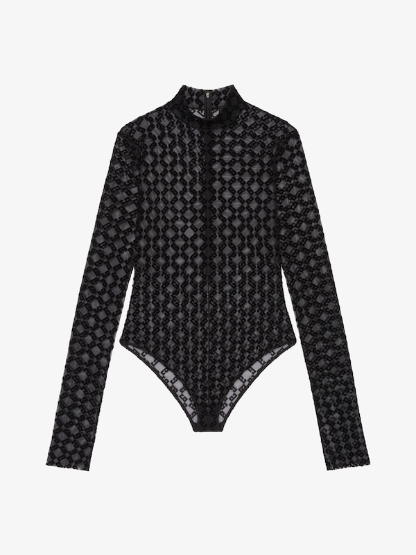 Givenchy Bodysuit In Monogram 72 Tulle