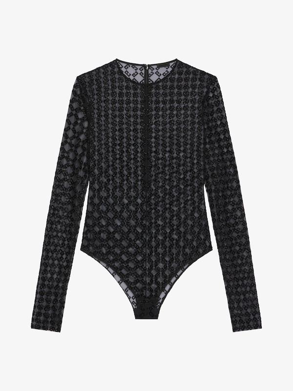 Givenchy Bodysuit In Shiny Monogram 72 Tulle