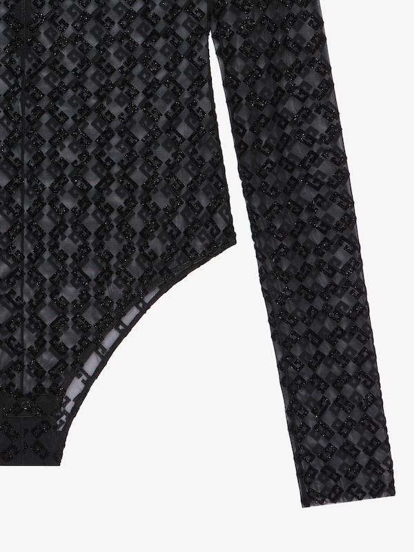 Givenchy Bodysuit In Shiny Monogram 72 Tulle