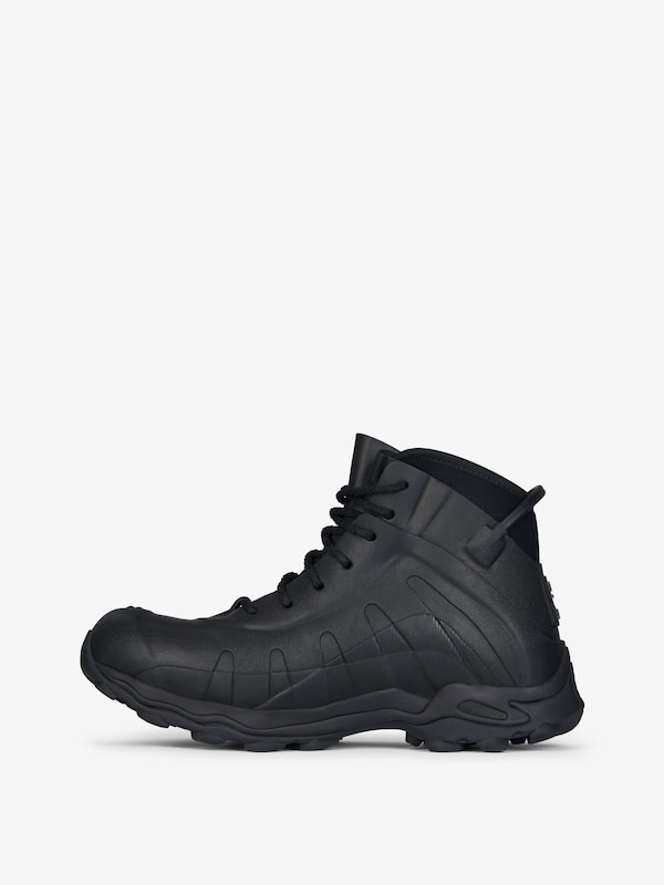 Givenchy Bogs Lace Up Boots In Rubber And Neoprene