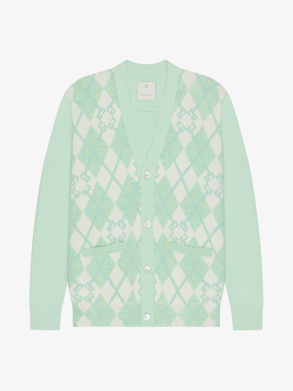 Givenchy Cardigan In Monogram 72 Argyle Wool